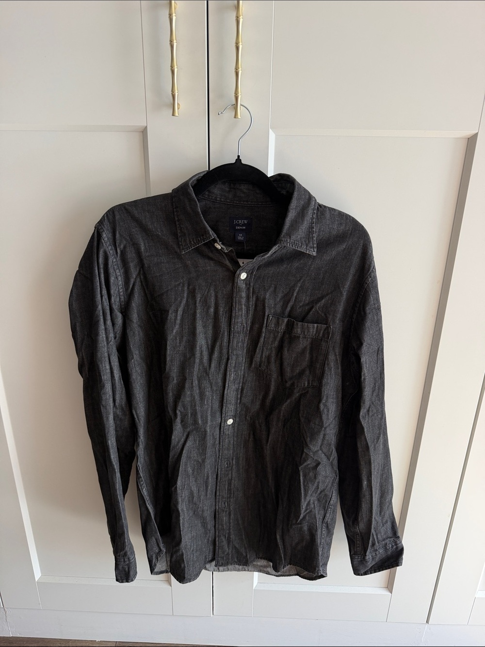 J. Crew Men's Black Denim Button-Front Shirt Jacket